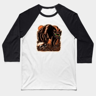 Halloween Cat In Graveyard Baseball T-Shirt